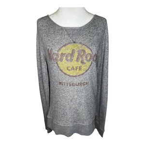 Vintage Hard Rock Cafe Pittsburgh Women's Gray Pullover‎ Sweatshirt Size Medium